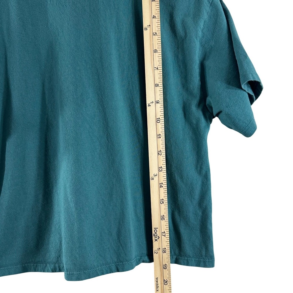Organic Generation Teal Cowboy Rodeo Western Graphic T-Shirt Rhinestone Size M - Picture 7 of 7